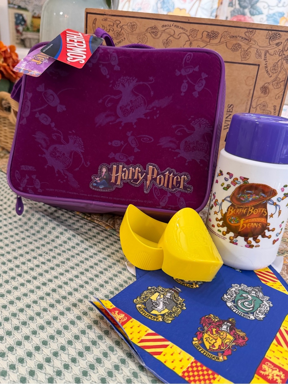 New VTG Harry Potter Lunchbox, Thermos, Pringles Snack Holder, Napkins